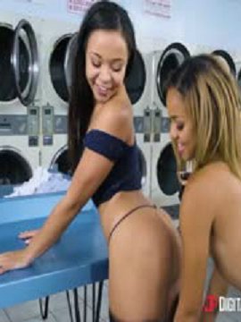 Adrian Maya, Xianna Hill - Lesbian sex and debauchery in public laundry